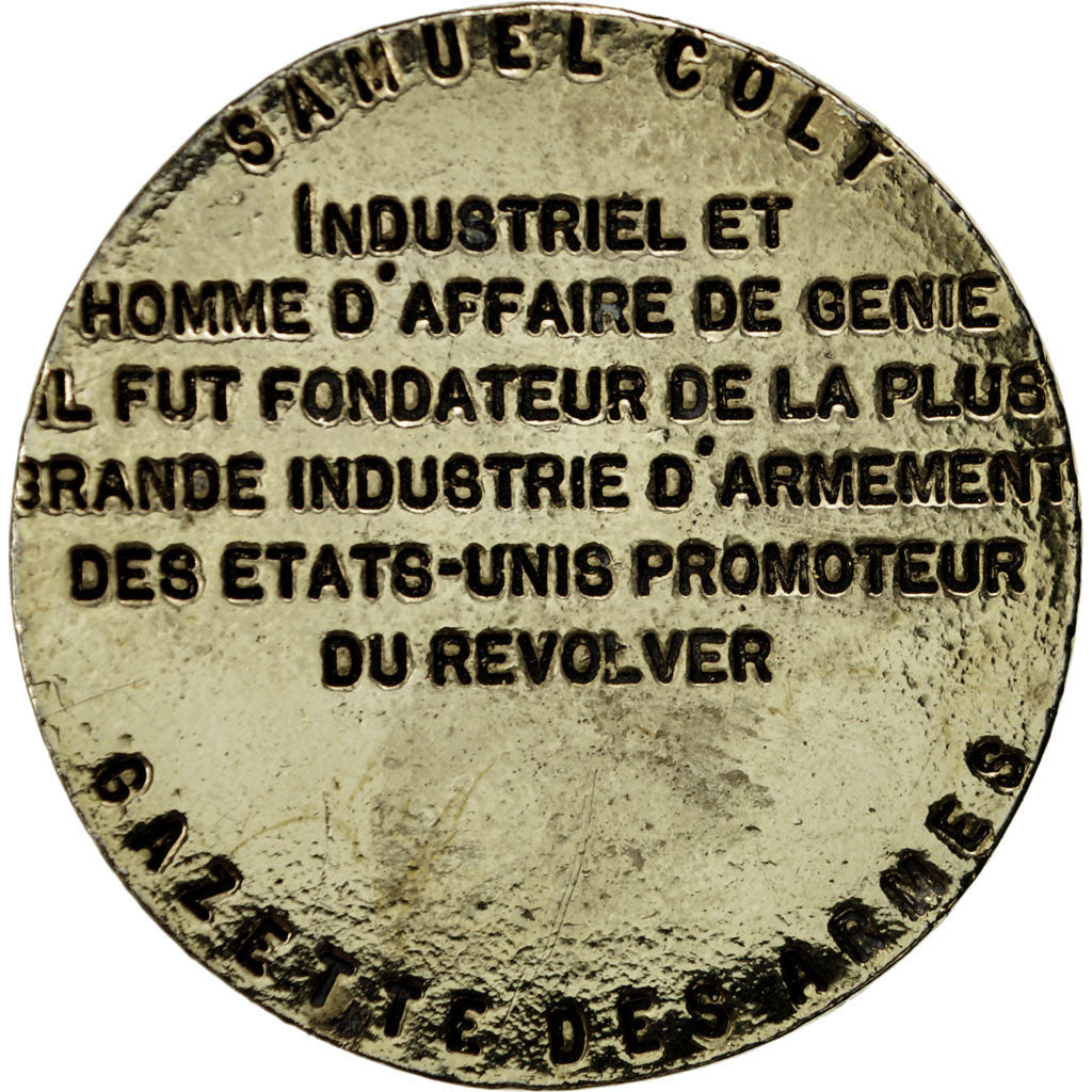 Francia, medaglia, Samuel Colt, Gazette des Armes, BB+, Rame dorato