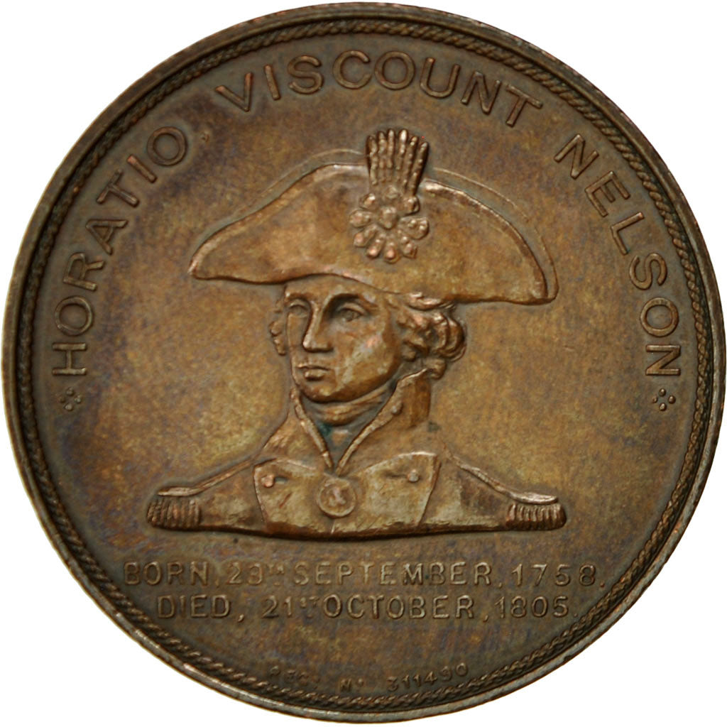 United Kingdom , Medaille, L'Amiral Nelson et Le Foudroyant, 1897, VZ, Kupfer