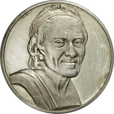 France, Médaille, Buste de Voltaire, Jean Antoine Houdon, SUP+, Argent