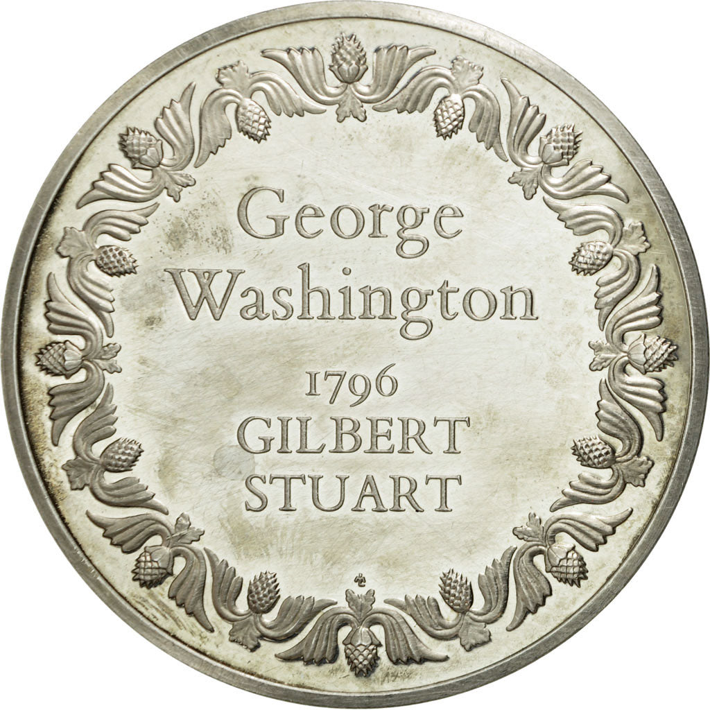 France, Medal, Georges Washington, Gilbert Stuart, MS(60-62), Silver