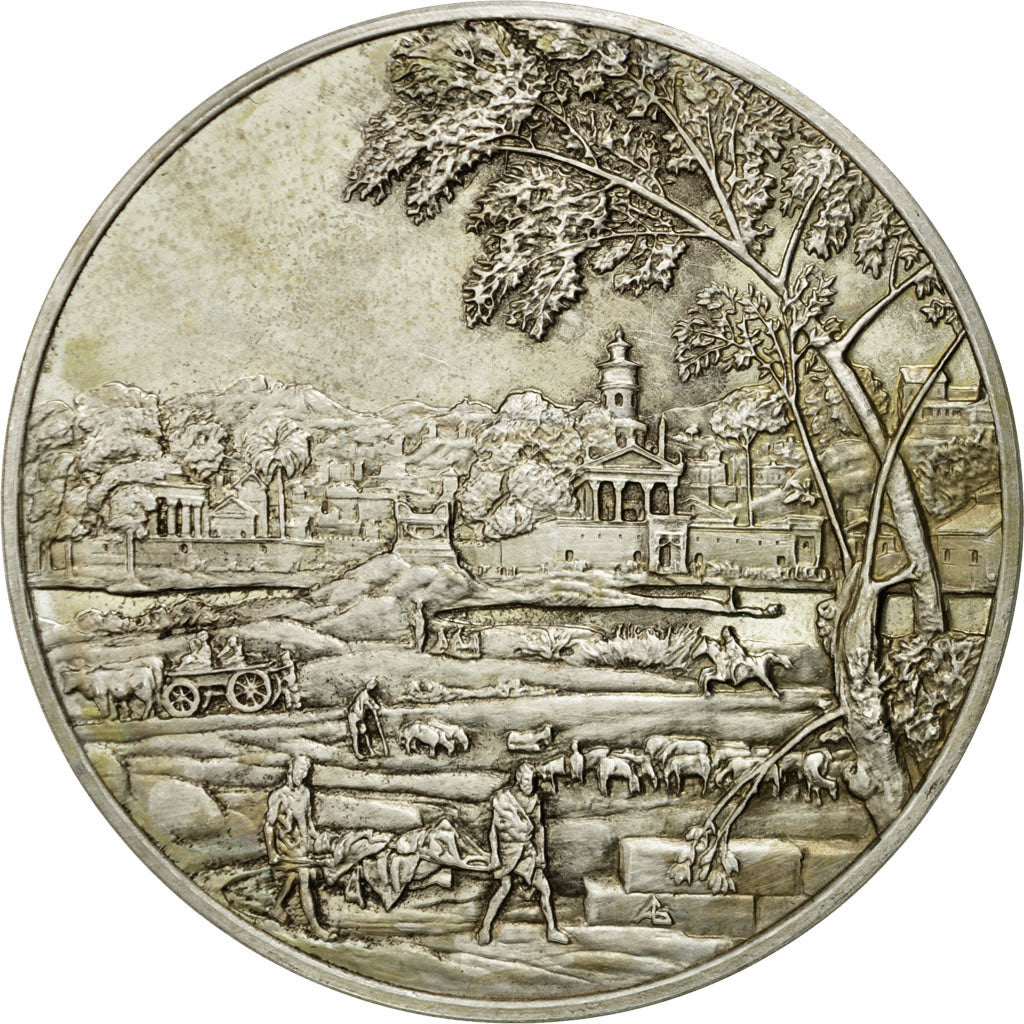 Francia, medalla, Les Funérailles de Phocion, Nicolas Poussin, EBC+, Plata