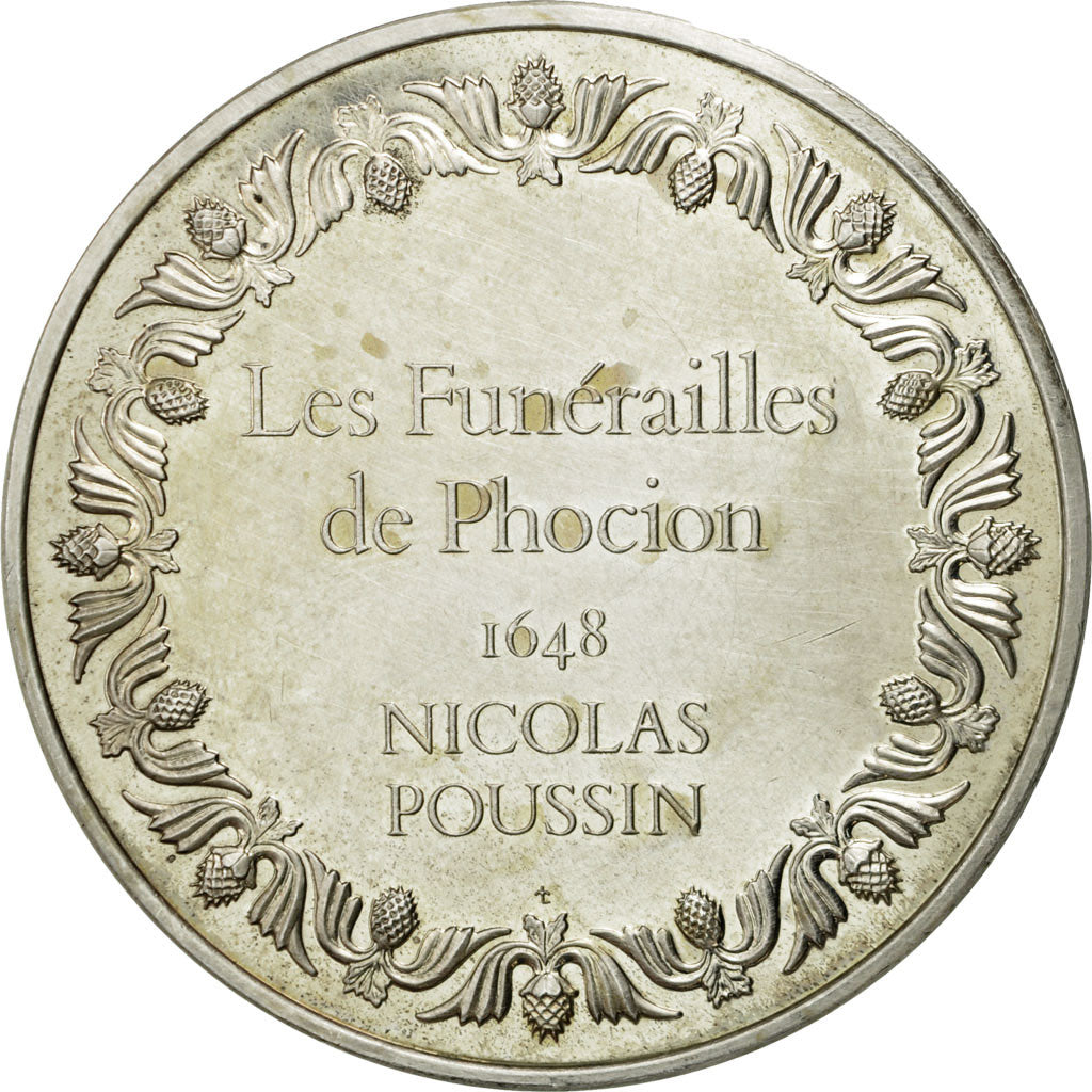 Francia, medalla, Les Funérailles de Phocion, Nicolas Poussin, EBC+, Plata