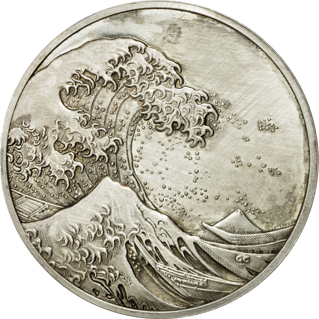 France, Medal, La Vague de Kanagawa, Hokusai, MS(60-62), Silver