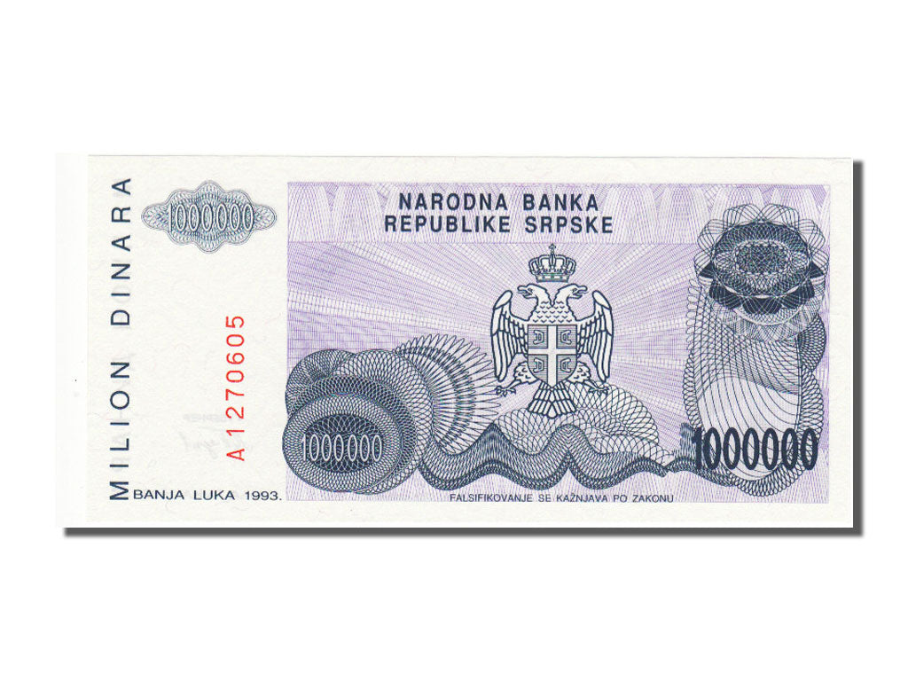 Banconote, Bosnia - Erzegovina, 1,000,000 Dinara, 1993, FDS