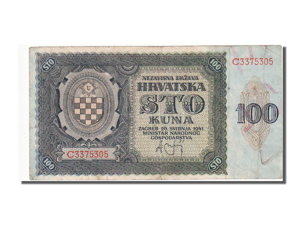 Croatia, 100 Kuna, 1941, KM #2a, AU(50-53), C 3375305