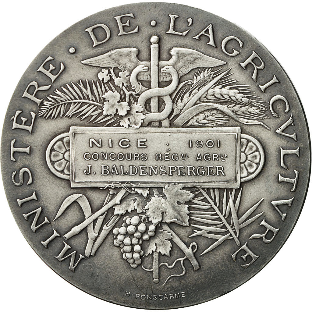 France, Medal, Concours Régional Agricole de Nice, 1901, Ponscarme, MS(60-62)
