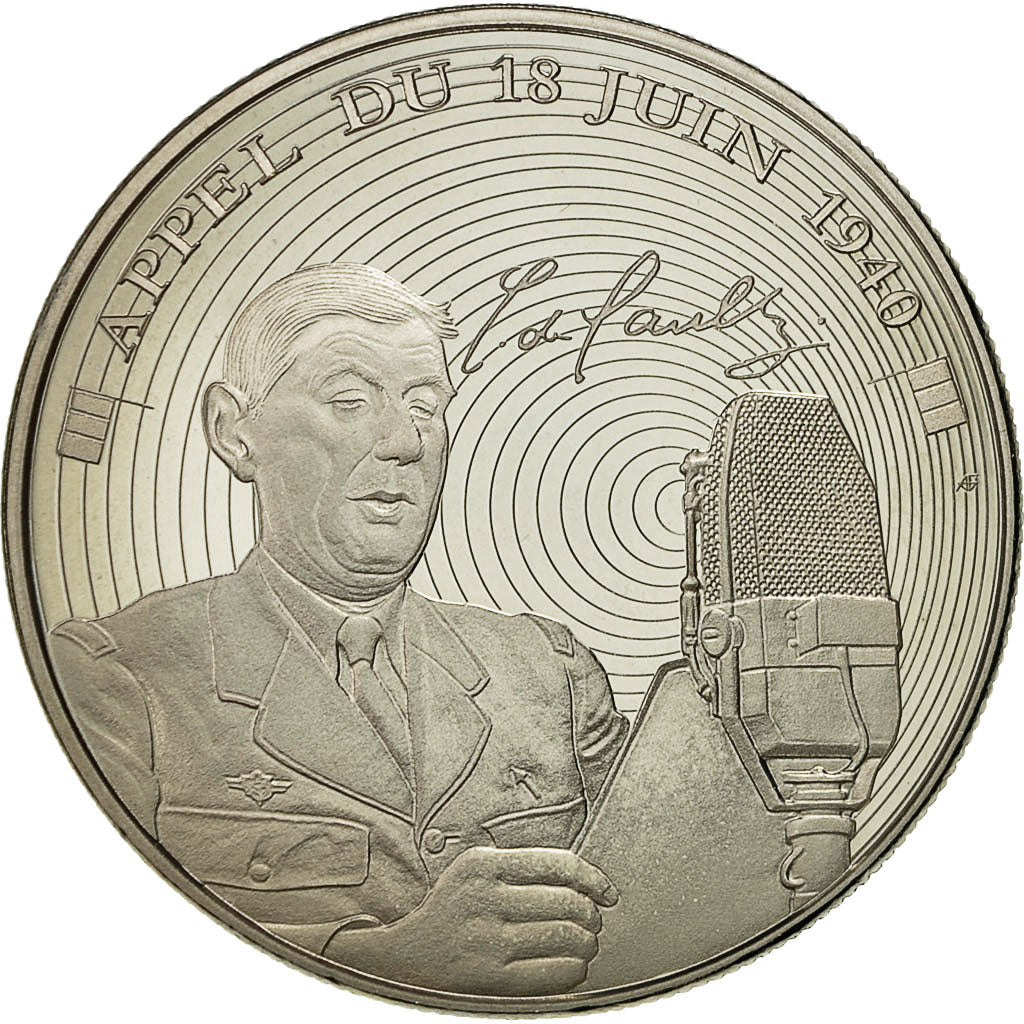 France, Medal, De Gaulle, l'Appel du 18 juin, MS(64), Cupro-nickel