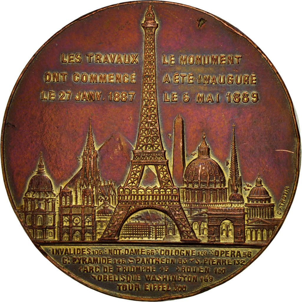 France, Medal, Souvenir de mon Ascension à la Tour Eiffel, 1889, AU(50-53)