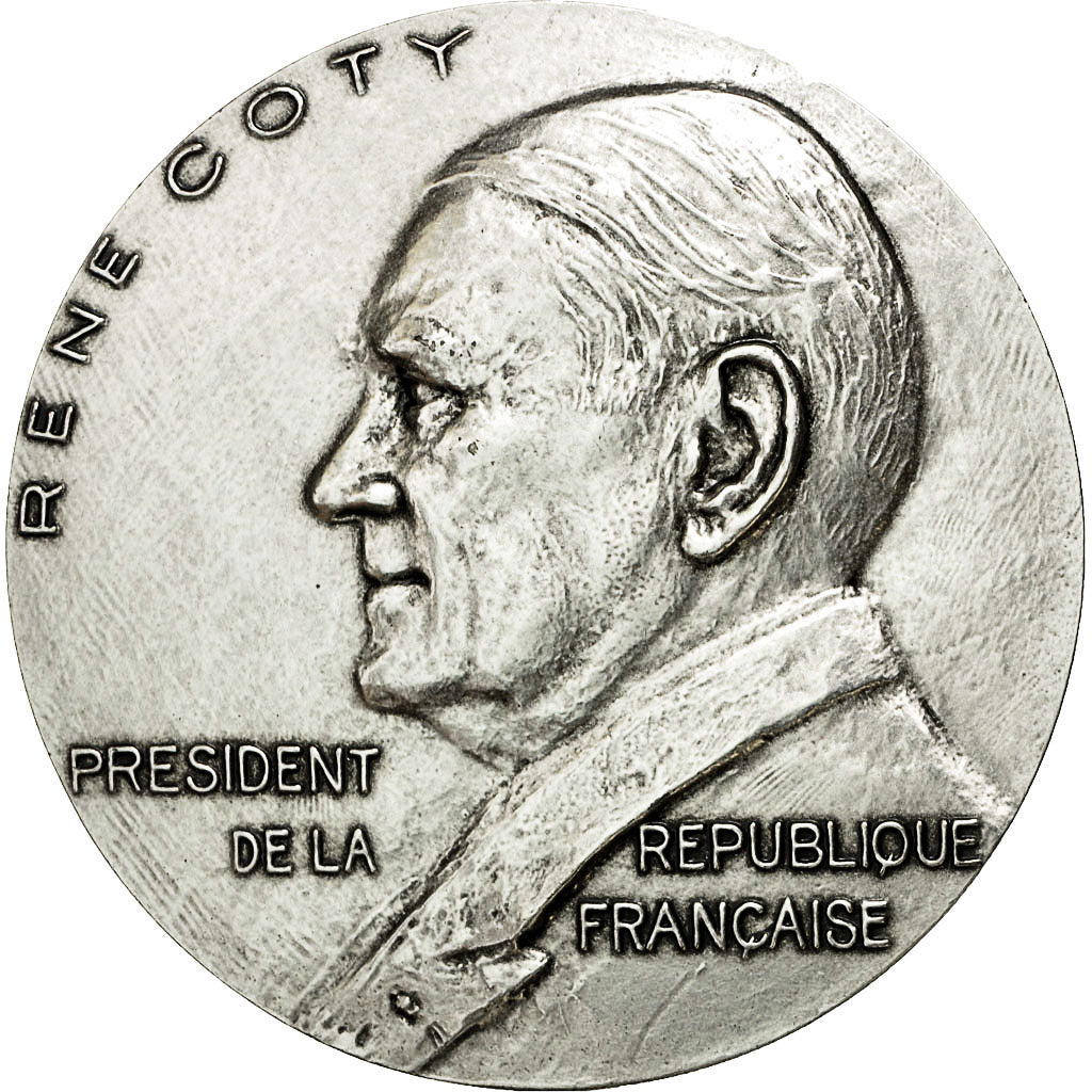 France, Medal, Les Présidents de la République, René Coty, MS(64), Silvered