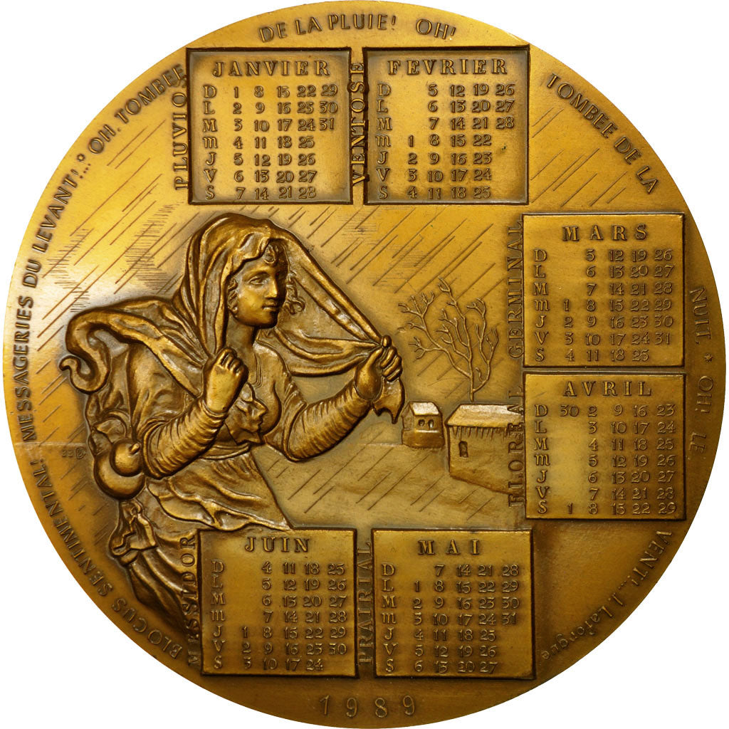 France, Medal, Calendrier Républicain, 1989, MDP, MS(63), Bronze