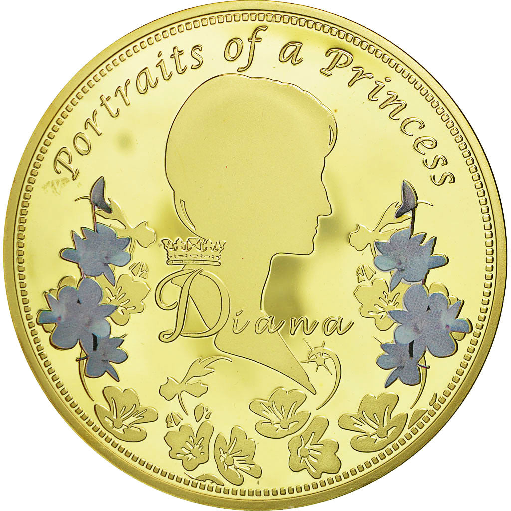France, Medal, Portraits de la Princesse Diana, MS(65-70), Copper Gilt