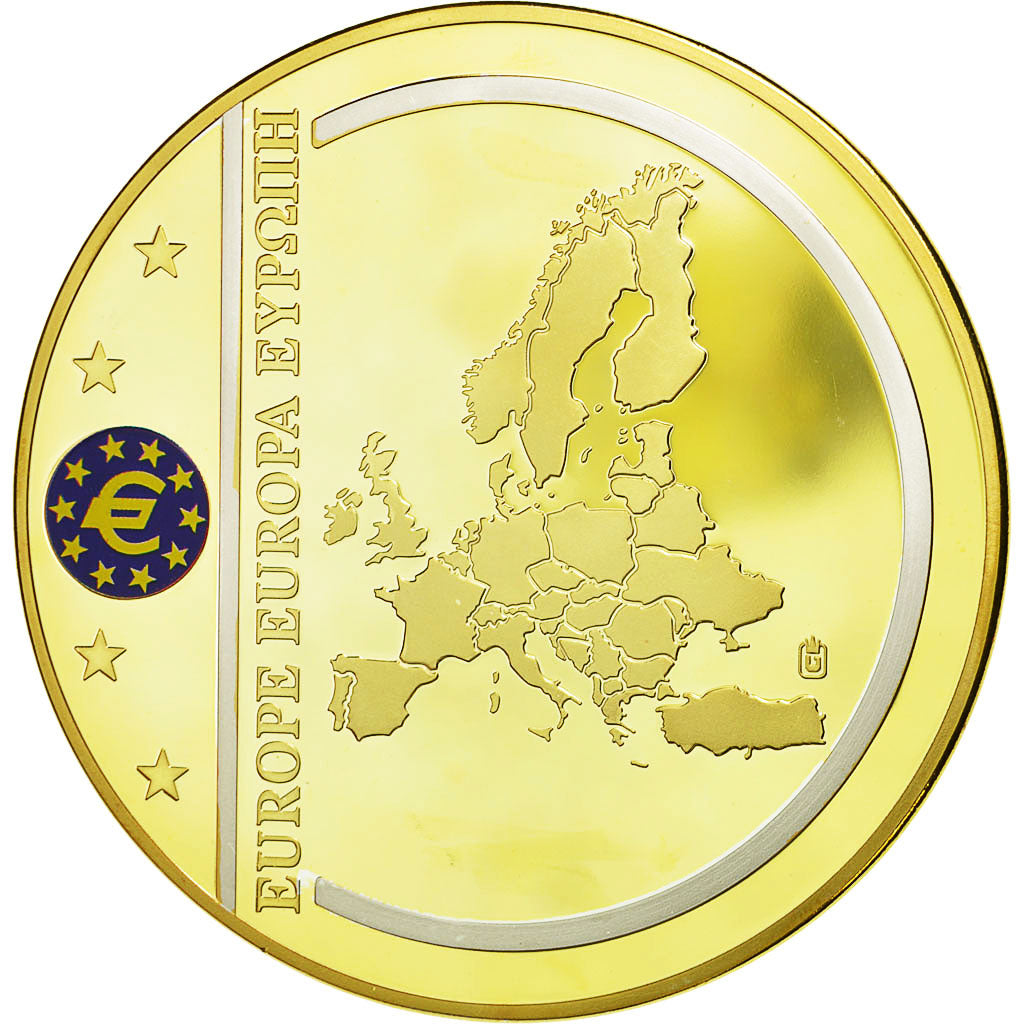 Frankrijk, Medaille, Europe, Billets de Banque Européenne, FDC, Copper Gilt
