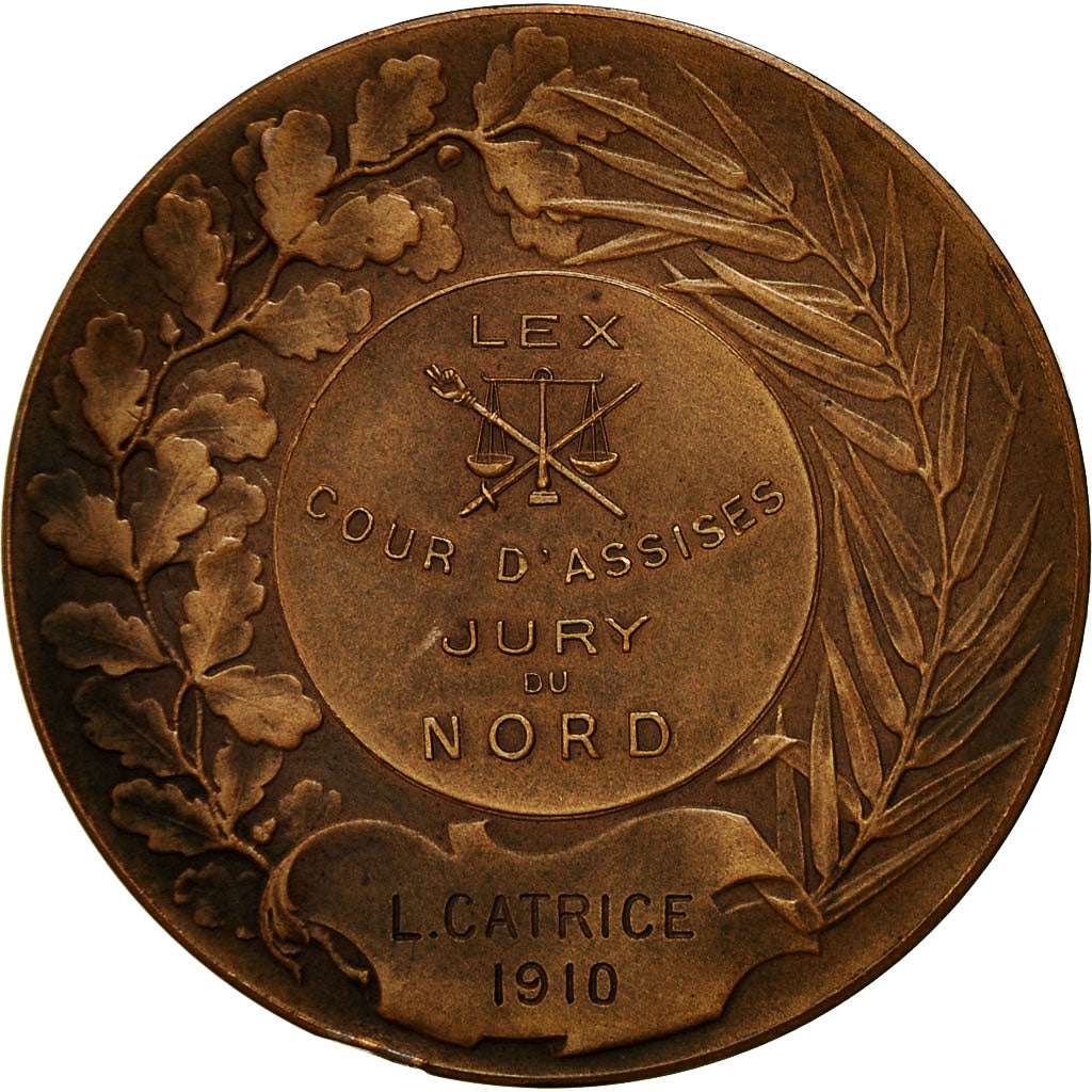 Frankrijk, Medaille, Cour d'Assises, Jury du Nord, 1910, Hercule, ZF+, Bronze