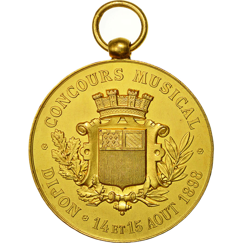 France, Médaille, Concours Musical, Dijon, 1898, SUP+, Gilt Bronze