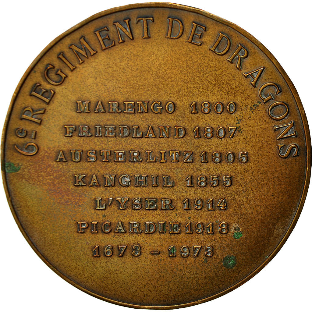 France, Médaille, Militaire, 6ème Régiment de Dragons, 1973, TTB+, Bronze