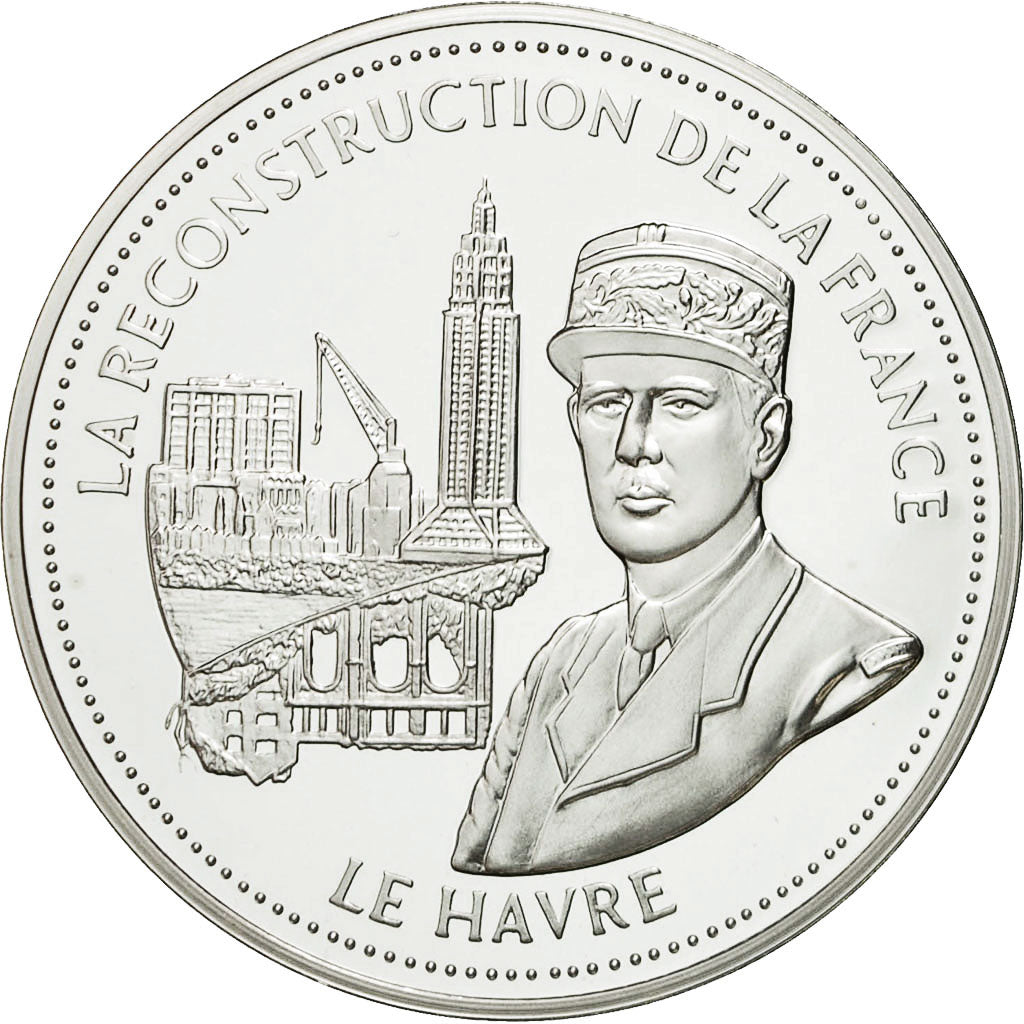 Frankrijk, Medaille, De Gaulle, La Reconstruction de la France, FDC, Verzilverd
