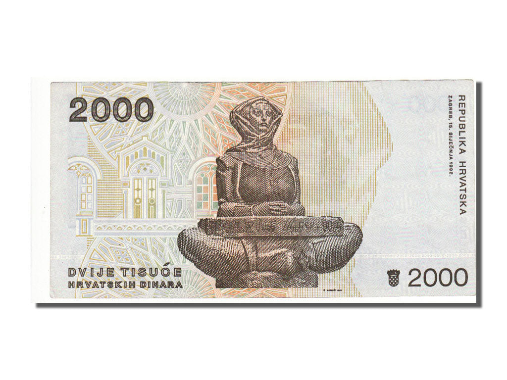 Croatia, 2000 Dinara, 1992, KM #23a, UNC(63), B 4100101