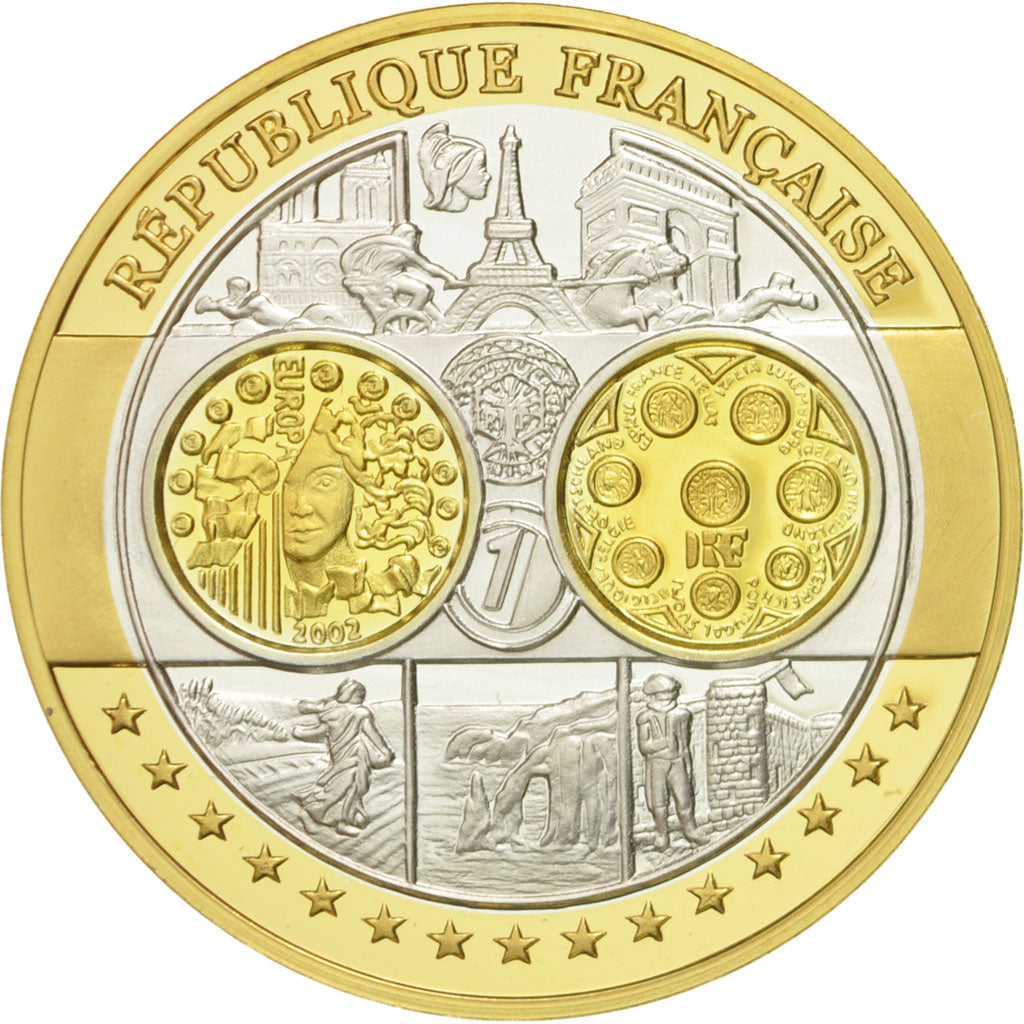France, Médaille, L'Europe, République Française, 2002, FDC, Argent