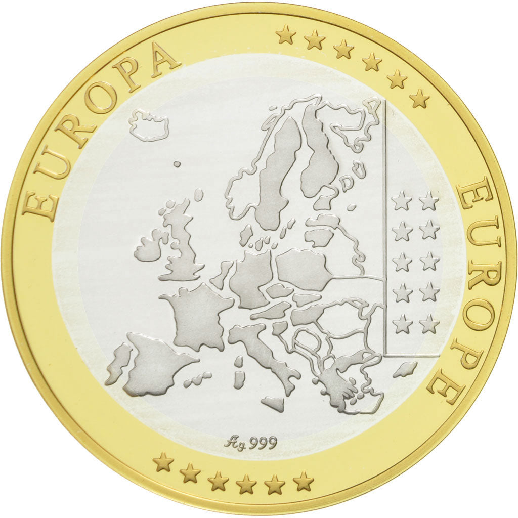 France, Médaille, L'Europe, République Française, 2002, FDC, Argent
