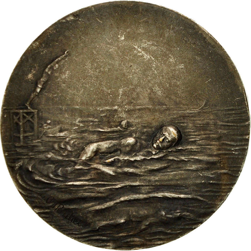 France, Medal, Sport, Natation, 1926, Mattei, EF(40-45), Silvered bronze