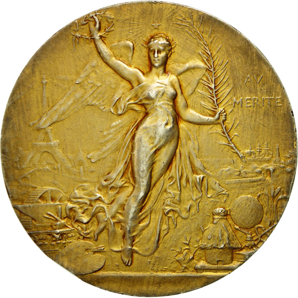France, Medal, Art Nouveau, Au Mérite, 1909, AU(50-53), Vermeil