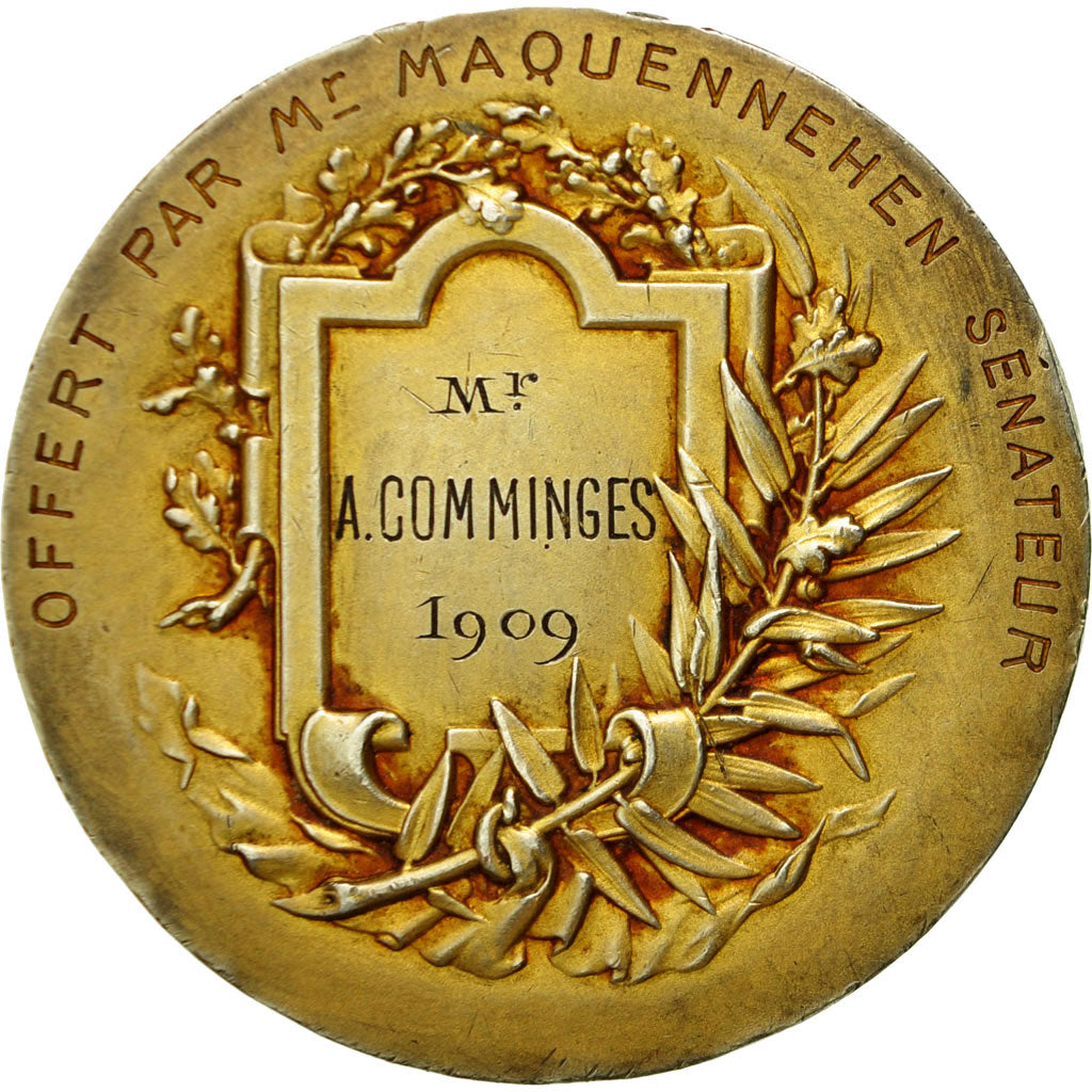 France, Medal, Art Nouveau, Au Mérite, 1909, AU(50-53), Vermeil
