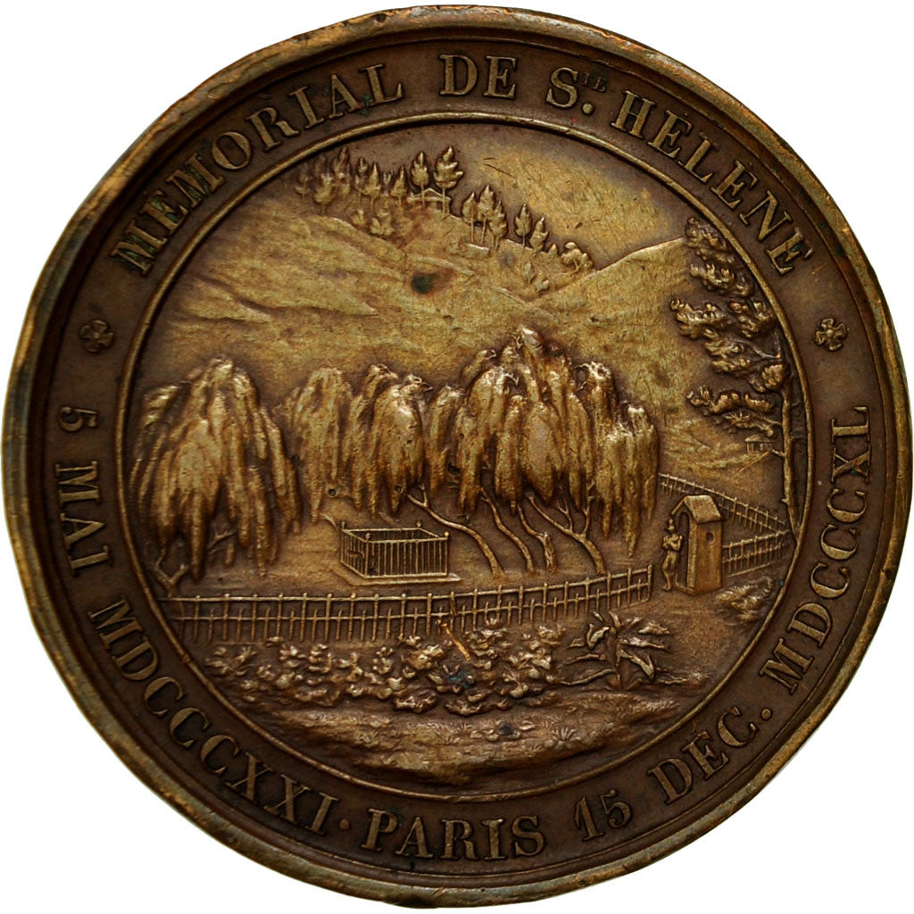 France, Medal, Napoléon Ier, Mémorial de St. Hélène, Bovy, EF(40-45), Copper