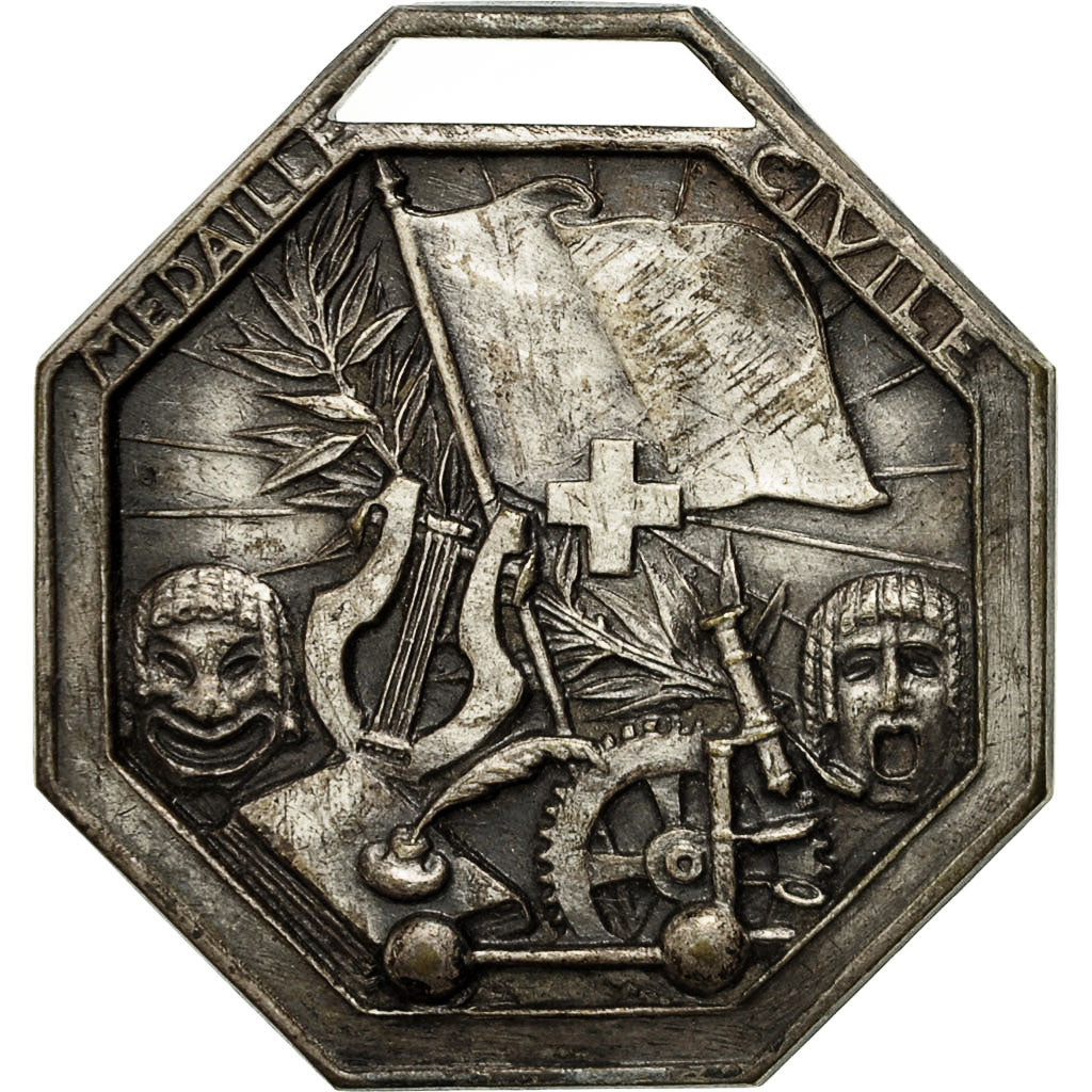 France, Medal, Médaille civile, AU(55-58), Silvered bronze