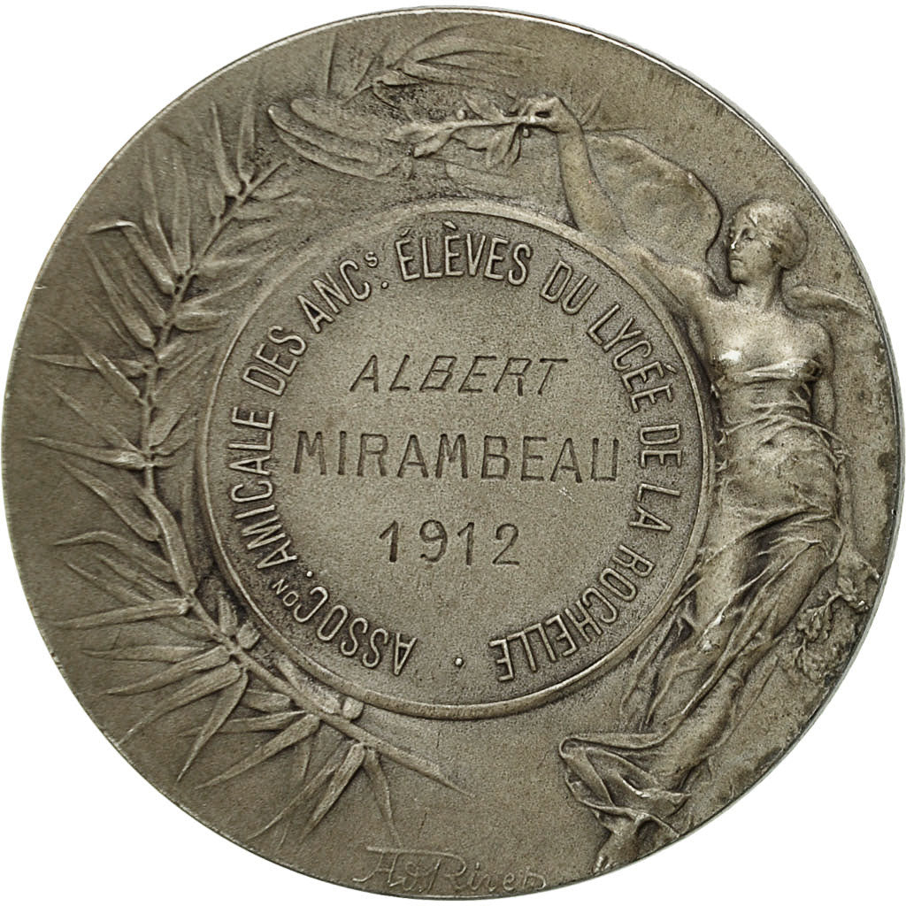 France, Medal, Amicale des Anciens Elèves du Lycée de la Rochelle, 1912