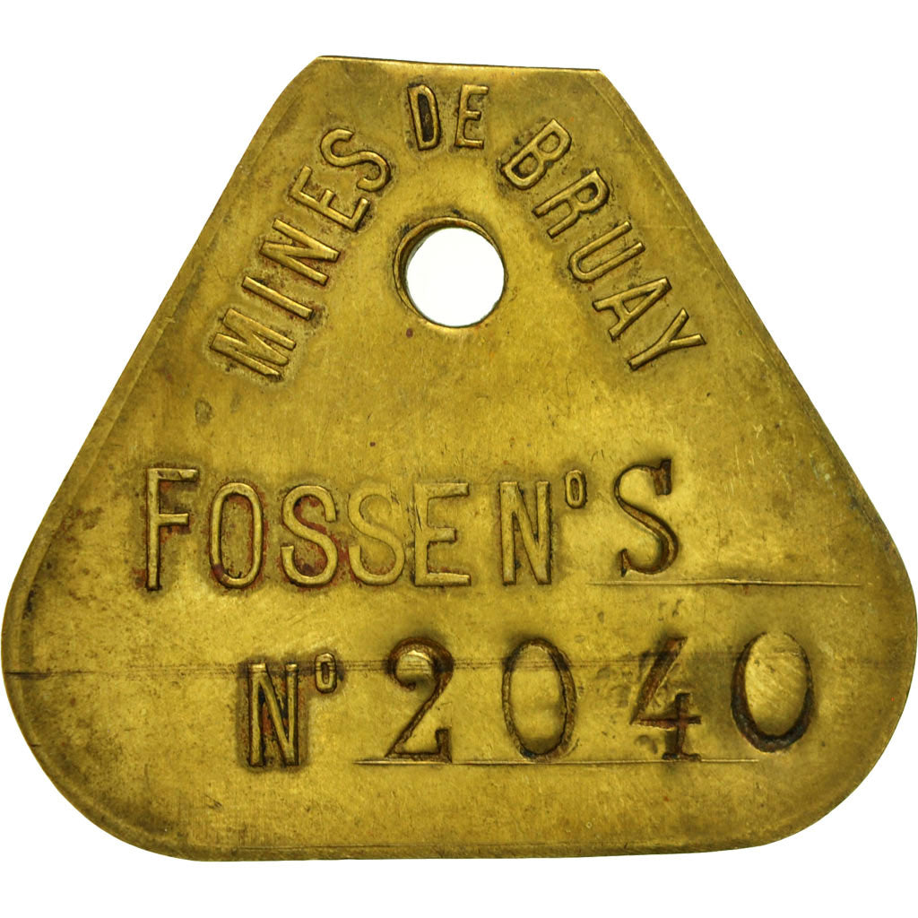 France, Jeton, Compagnie des Mines de Bruay, Fosse N° S, SUP, Laiton