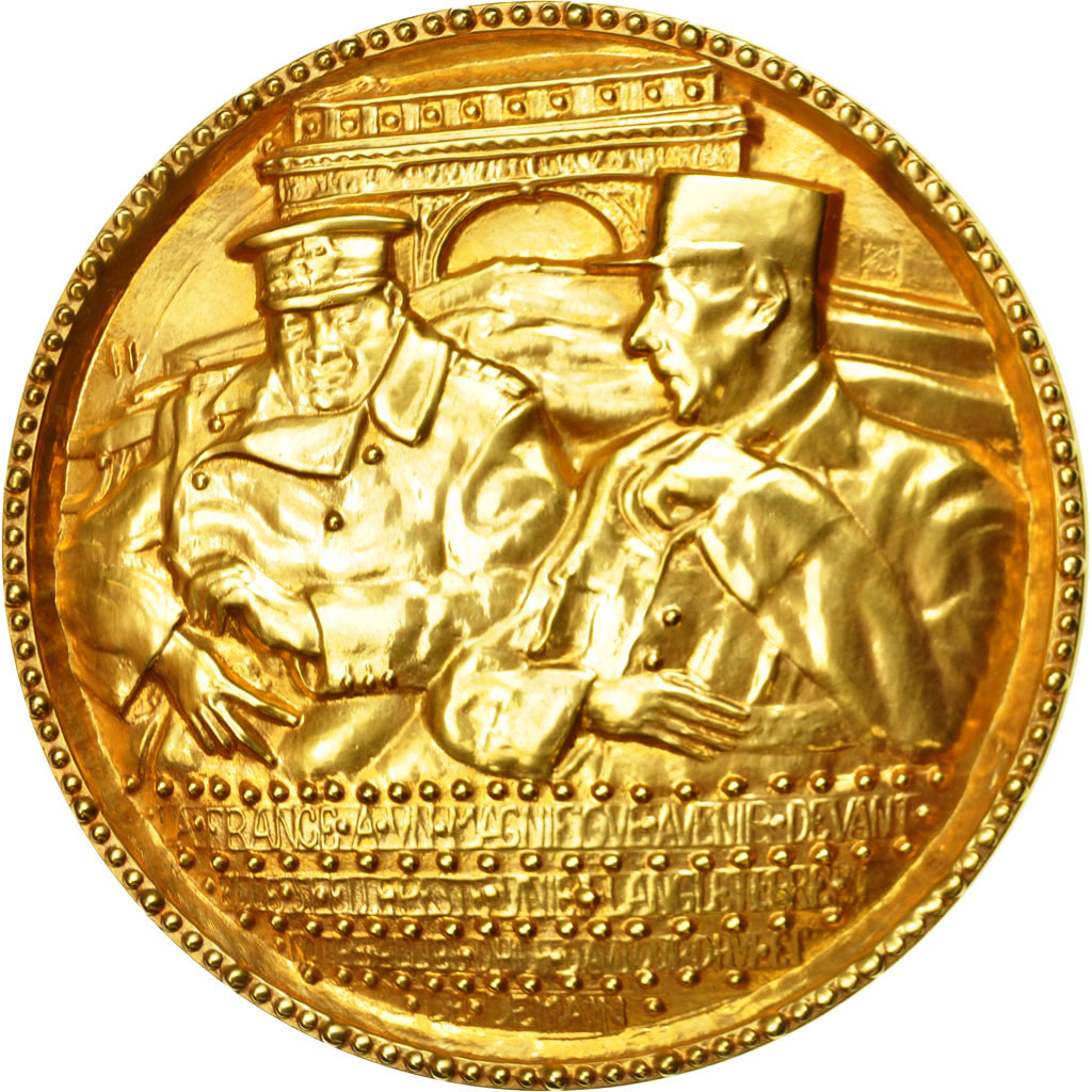 France, Medal, Seconde Guerre Mondiale, Churchill-De Gaulle, MS(64), Gilt Bronze