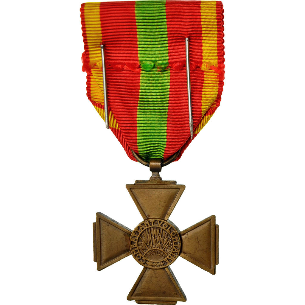 France, Croix du Combattant Volontaire, Médaille, 1939-1945, Non circulé