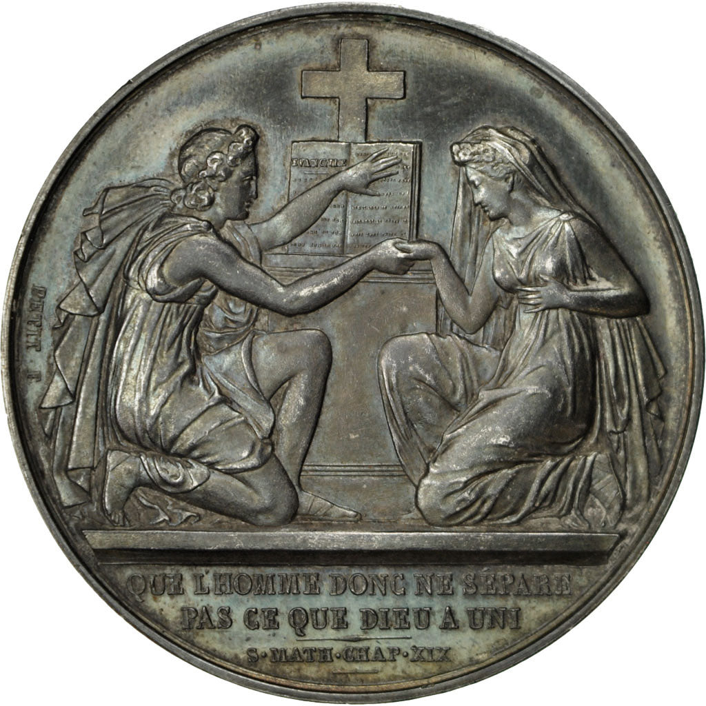 France, Medal, Mariage, Religion, 1862, Petit, MS(60-62), Silver