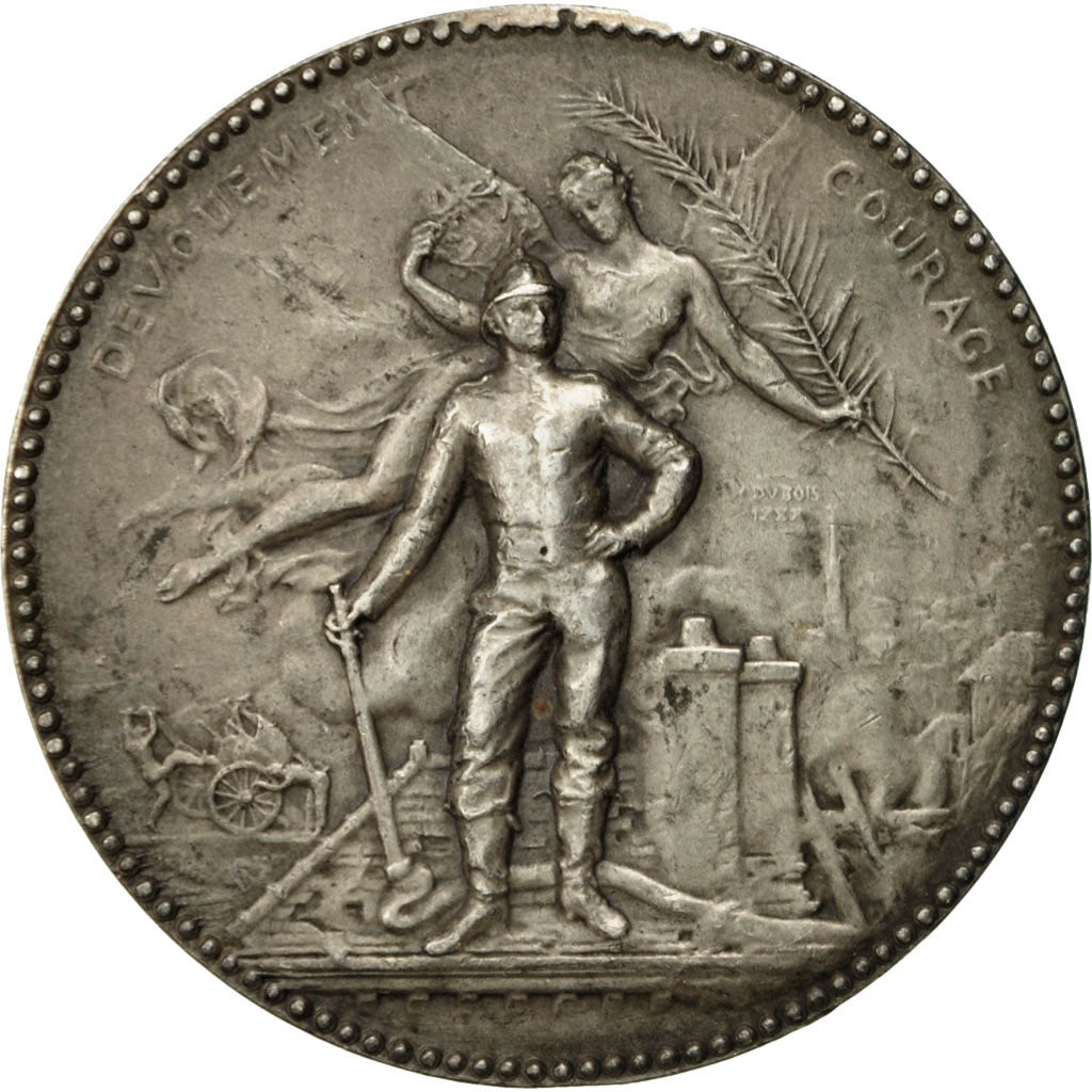 France, Médaille, Union des Sapeurs Pompiers de la Marne, Dubois, TTB+, Argent