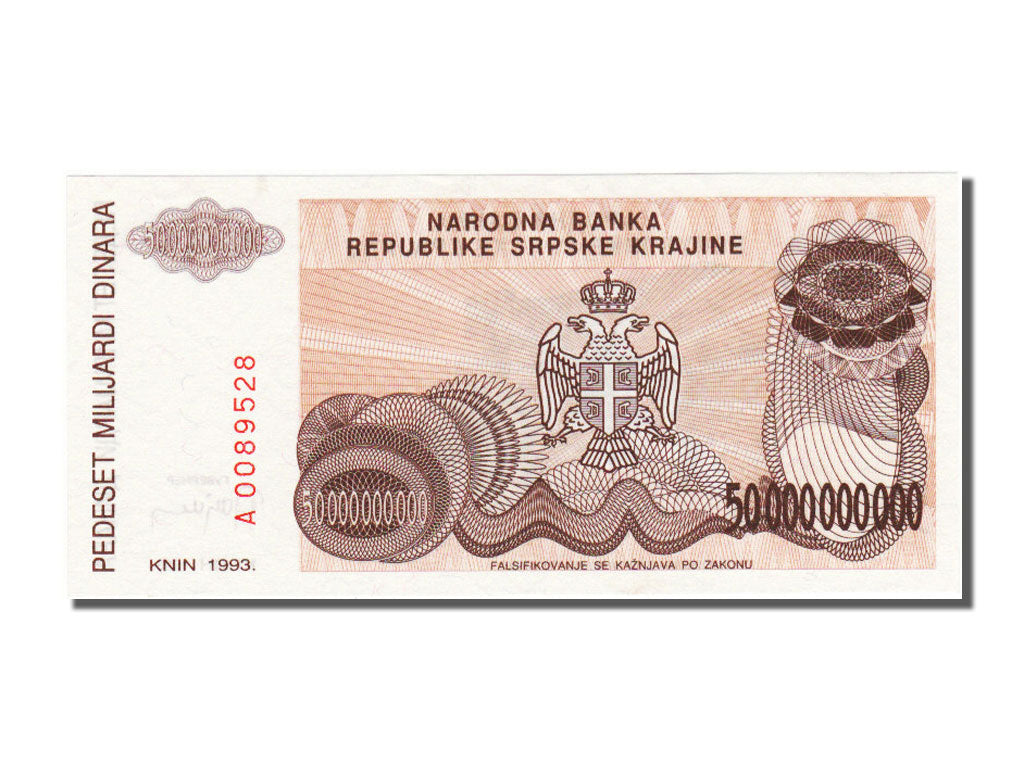 Biljet, Kroatië, 50 Milliard Dinara, 1993, NIEUW