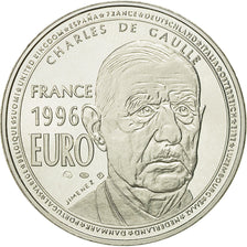 France, Medal, Euro, Charles de Gaulle, 1996, Jimenez, MS(65-70), Silver