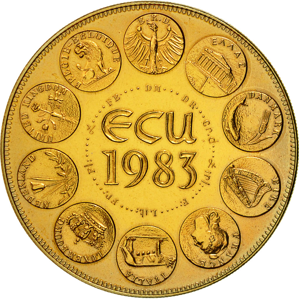 France, Medal, Ecu Europa, Europe Assise, 1983, Rodier, MS(65-70), Bronze