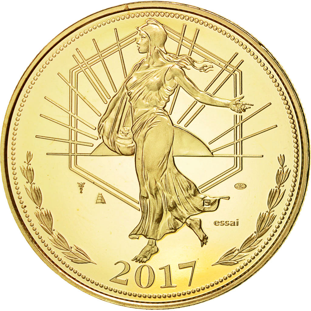 France, Médaille, 60 Ans du Traité de Rome, La Semeuse, 2017, FDC, Gilt Bronze