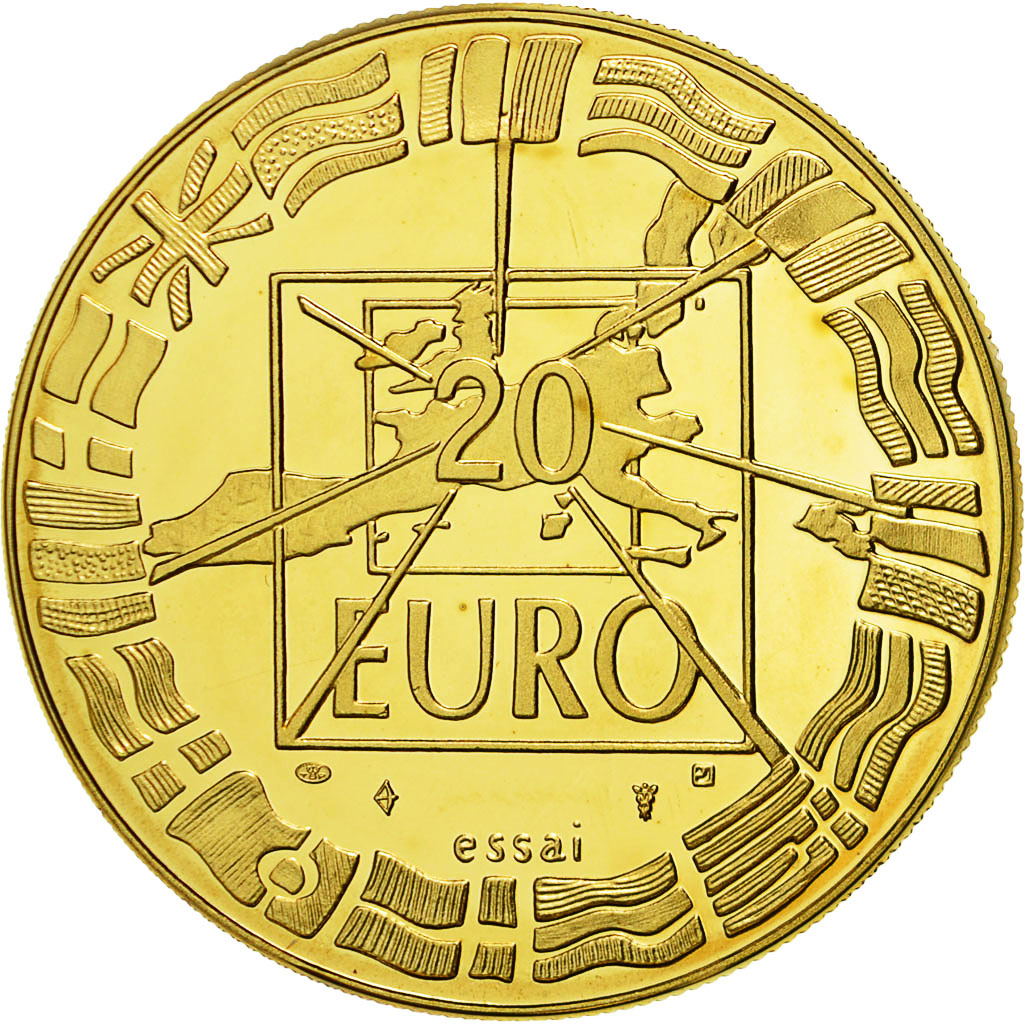 France, Médaille, 20 Euro Essai, 1998, FDC, Gilt Bronze