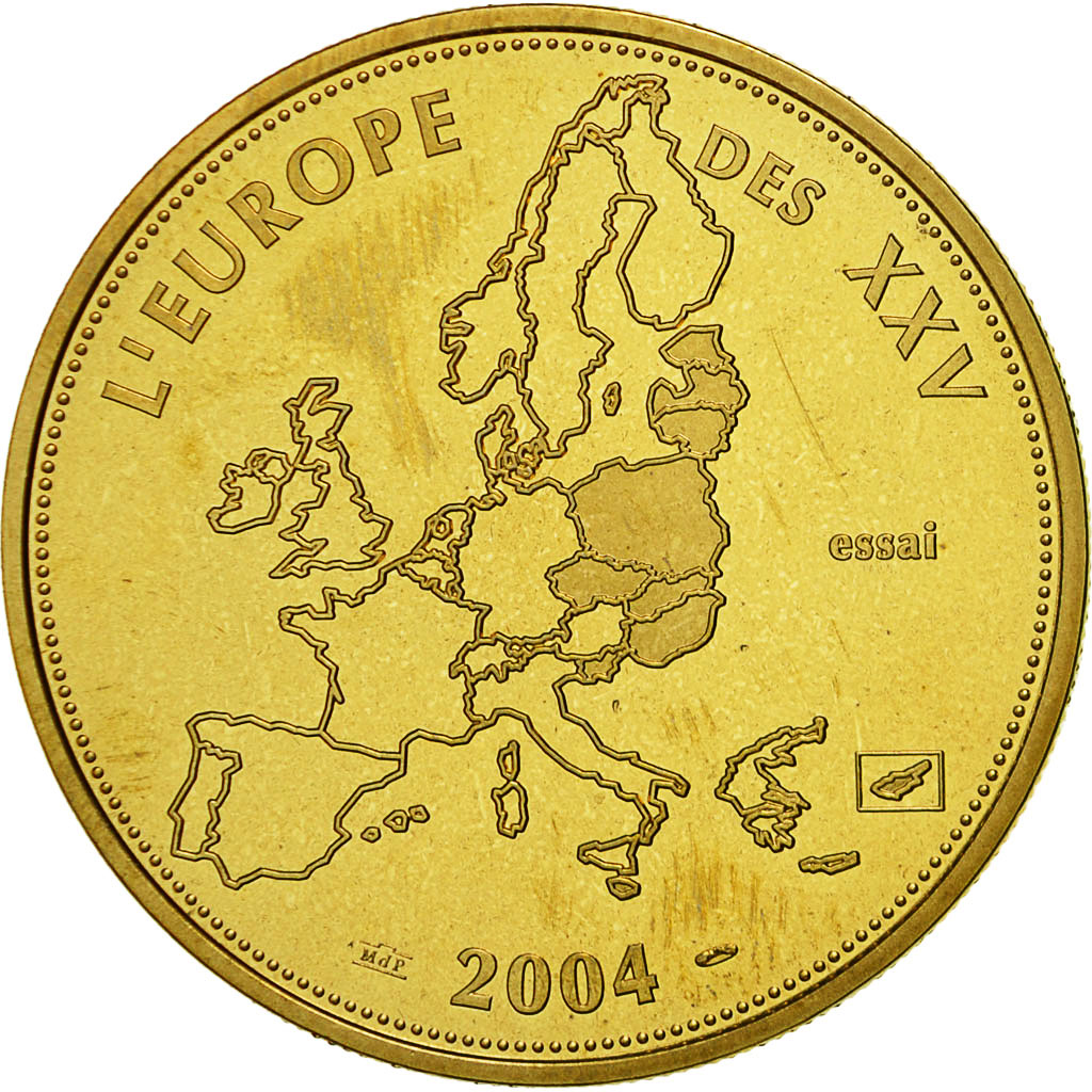 France, Medal, L'Europe des XXV, Essai, 2004, MS(65-70), Gilt Bronze