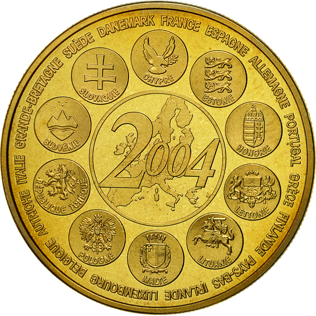 France, Medal, L'Europe des XXV, Essai, 2004, MS(65-70), Gilt Bronze