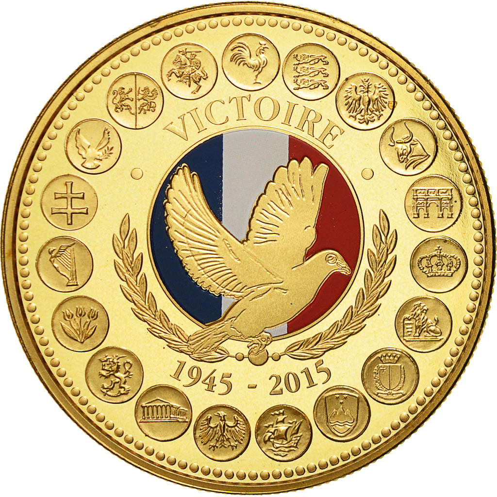 France, Medal, L'Europe des XXVII, La Victoire, 2015, MS(65-70), Gilt Bronze