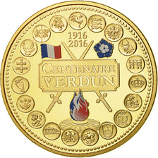 France, Medal, L'Europe des XXVII, Centenaire de Verdun, 2016, MS(65-70), Gilt