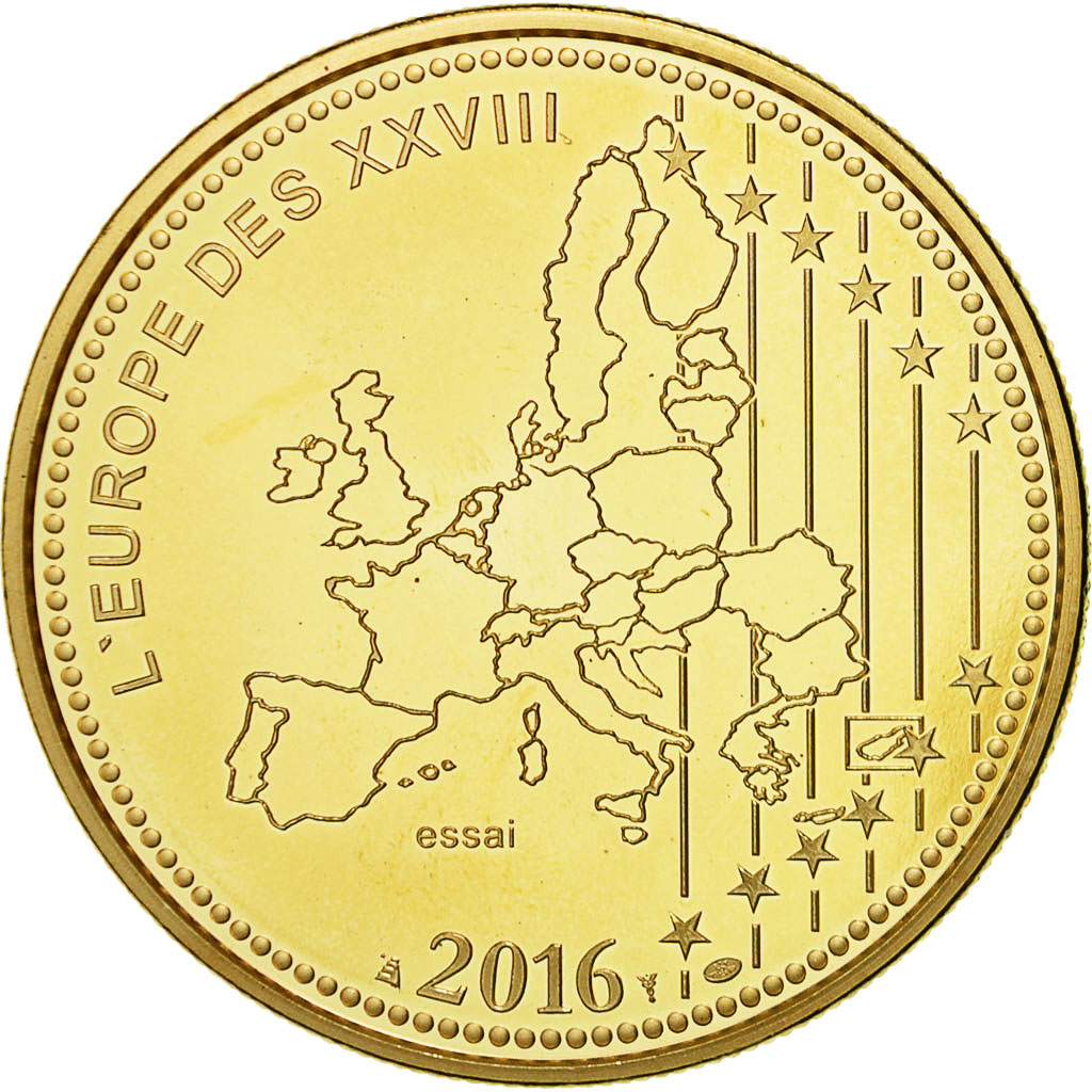 France, Medal, L'Europe des XXVII, Centenaire de Verdun, 2016, MS(65-70), Gilt
