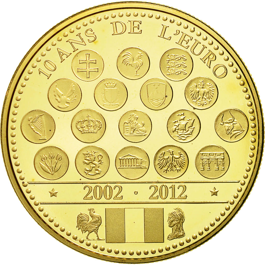 Frankrijk, Medaille, L'Europe des XXVII, 10 Ans de l'Euro, 2016, FDC, Gilt