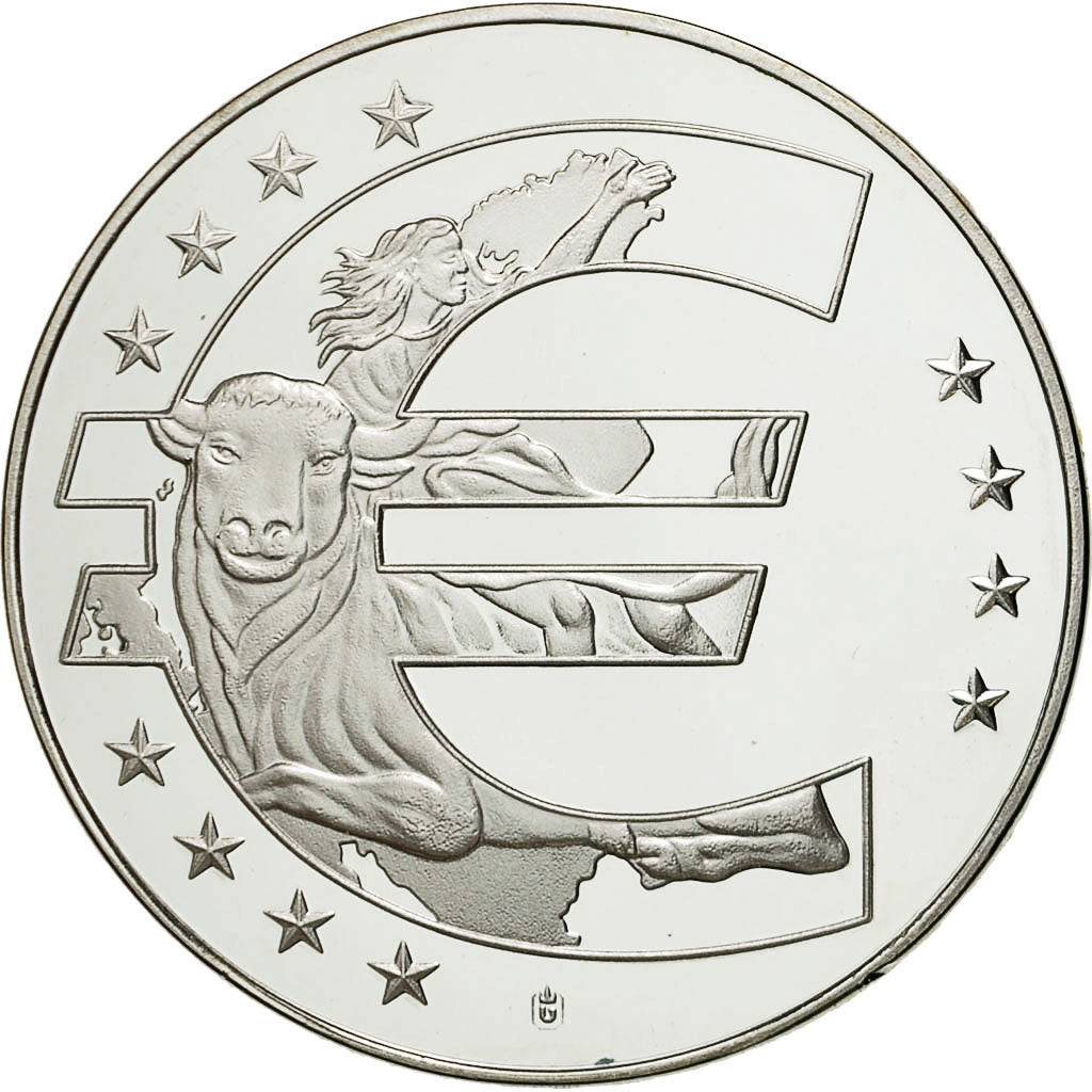 France, Medal, 10 ans de l'Euro, MS(65-70), Copper Plated Silver