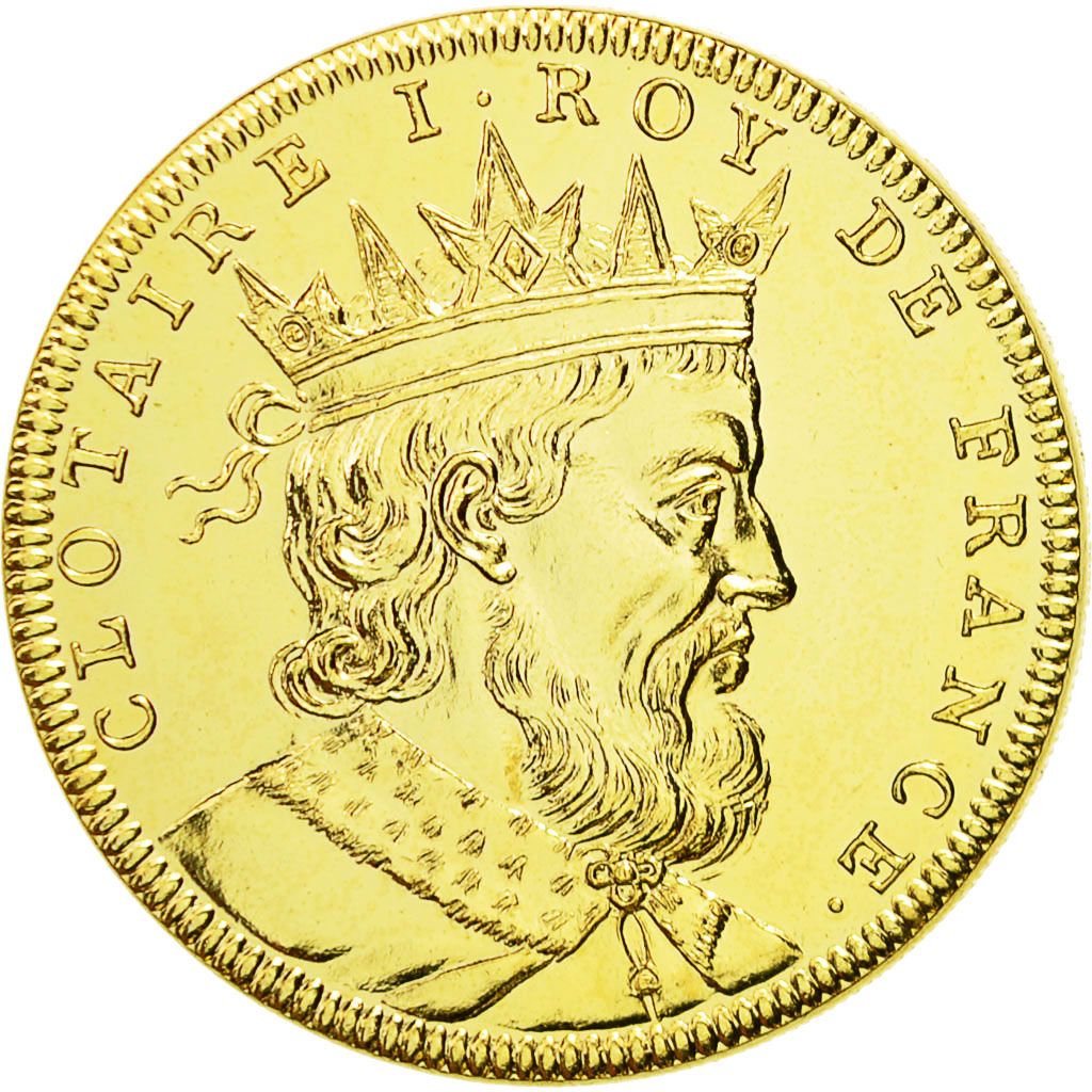 France, Médaille, Les Rois de France, Clotaire I, FDC, Copper-Nickel Gilt