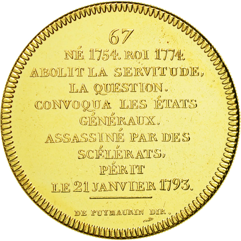 France, Medal, Les rois de France, Louis XVI, MS(65-70), Copper-Nickel Gilt