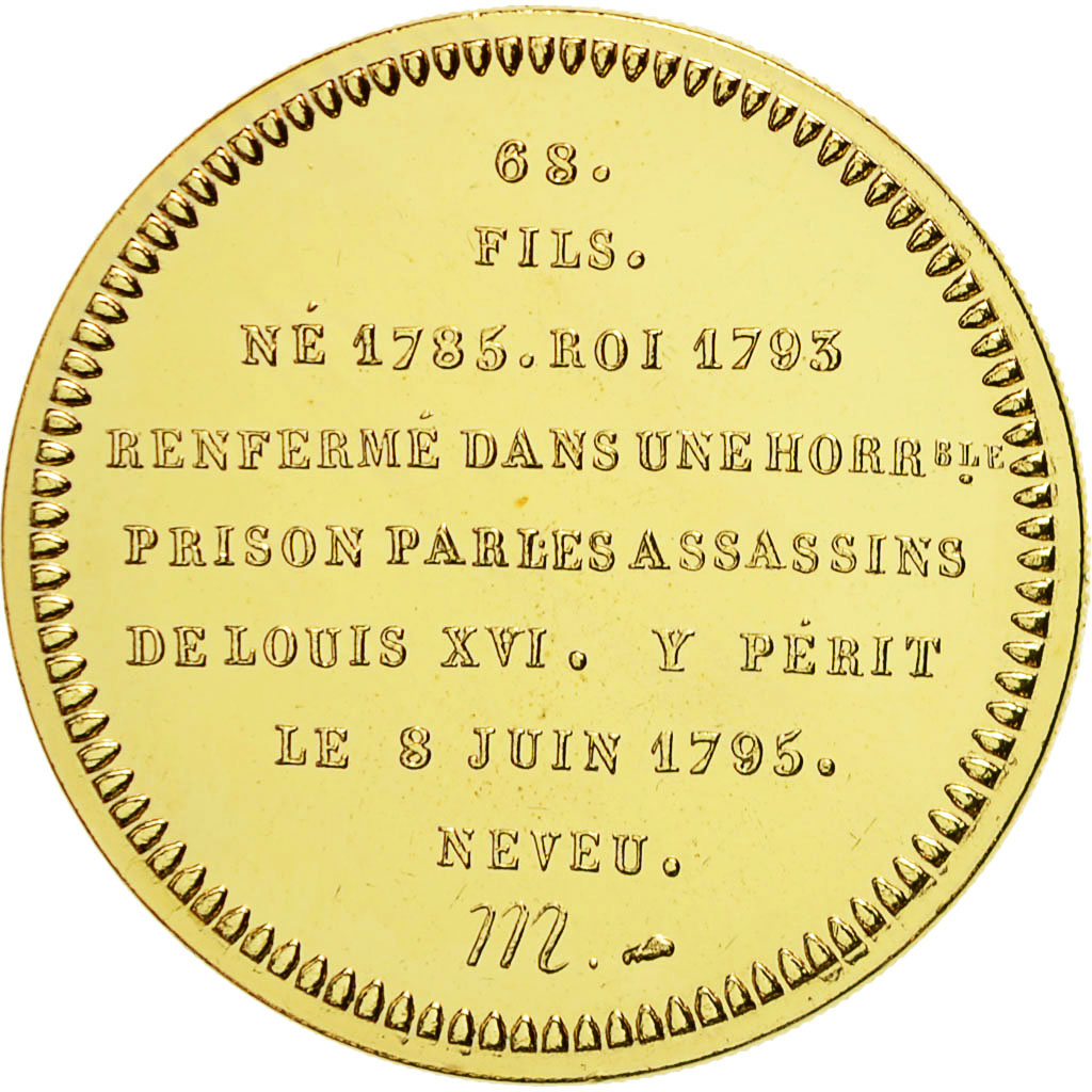 France, Medal, Les Rois de France Louis XVII, MS(65-70), Copper-Nickel Gilt