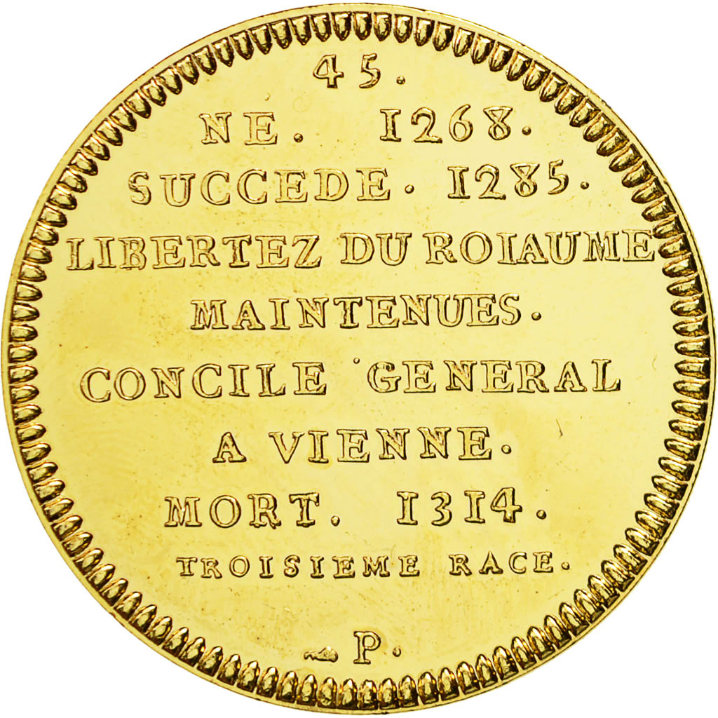 Francia, medaglia, Les Rois de France, Philippe IV, FDC, Doratura in rame-nichel